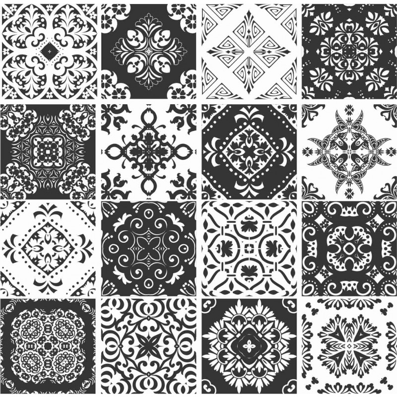 Adesivo Azulejo Preto E Branco 10 cm x 10 cm, 15 cm x 15cm ou 20 cm x 20 cm. adesivo azulejo preto e branco