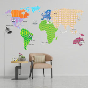 Adesivo Mapa do Mundo Patchwork 