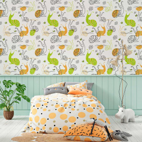 Papel de Parede Caracol Verde e Laranja