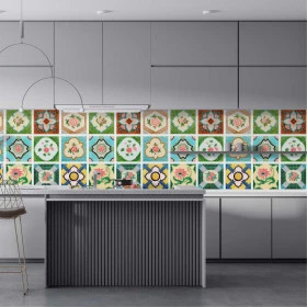 Adesivo Azulejo Flor Vintage