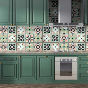 Adesivo Azulejo Preto e Verde Água