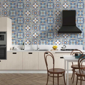 Adesivo Azulejo Azul e Laranja