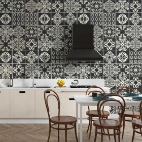 Adesivo Azulejo Provençal Preto e Branco