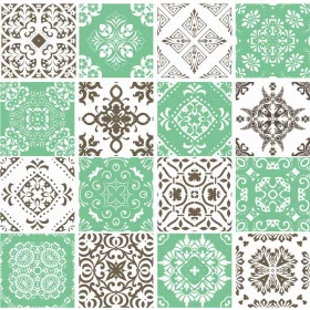 Adesivo Azulejo Turquesa e Marron