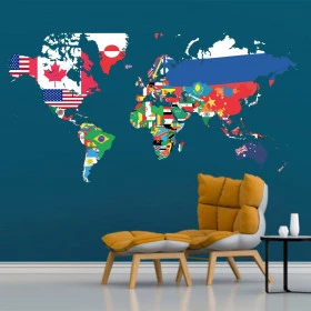 Mapa do Mundo Bandeiras