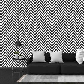 Papel de Parede Chevron Preto e Branco