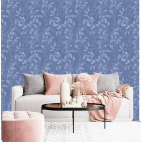 Papel de Parede Folhas Azul