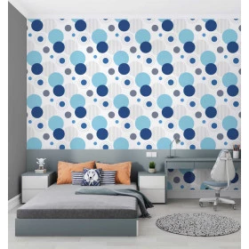 Papel de Parede Bolas Azul Claro e Escuro