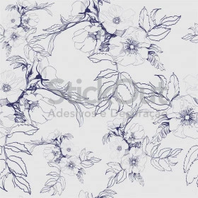Papel de Parede Floral Azul