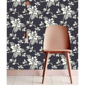 Papel de Parede Floral  Azul