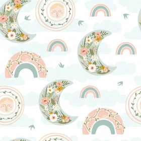 Papel de Parede Lua e Flores