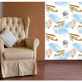 Papel de Parede Balão e Avião 